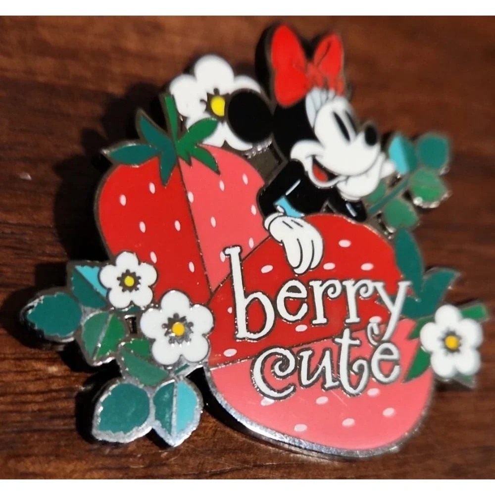 Disney Minnie Mouse Berry Cute strawberry‎ Food Mystery white flowers Pin 142162